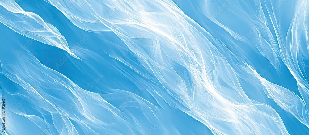 Poster abstract blue background with gentle flowing white waves creating a serene and modern visual effect 