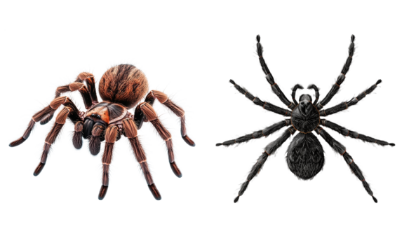 Spider set isolated on transparent background. PNG. Generated AI