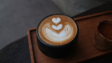Heart Shaped Latte Art in a cup of coffee drink