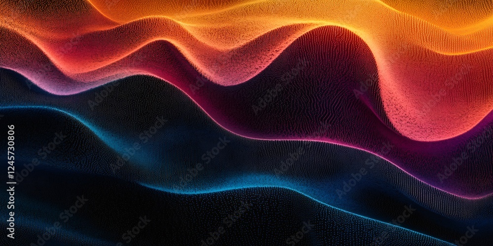 Poster vibrant abstract waves in multicolored gradient