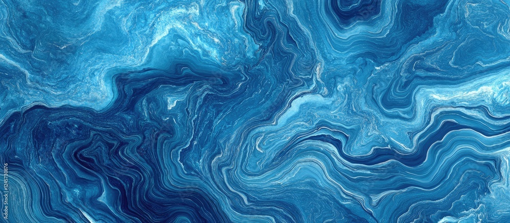 Poster blue abstract wavy background with fluid shapes in varying shades of blue, creating a seamless desig