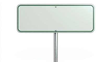 Blank Rectangular Road Sign  Green Border  Metal Frame  White Background  16 9 Aspect Rati