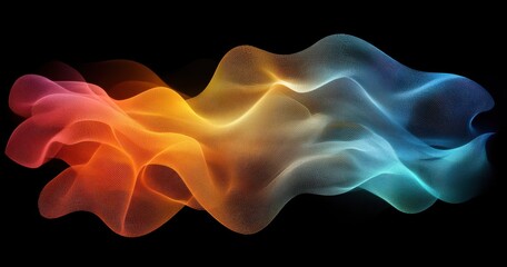 Fototapeta premium Colorful Abstract Wave Flowing Smoothly in Vibrant Shades of Orange, Blue, and Aqua on Dark Background for Visual and Design Projects