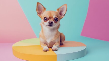 Cute Chihuahua on a colorful background.
