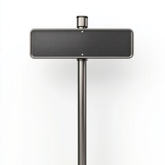 Blank Black Metal Signpost  Empty Rectangular Signboard  Modern Road Sign  Isolated on Whi