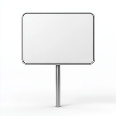 Blank Rectangular Signpost  Empty Road Sign  Metal Signboard  White Background  Mockup  Te