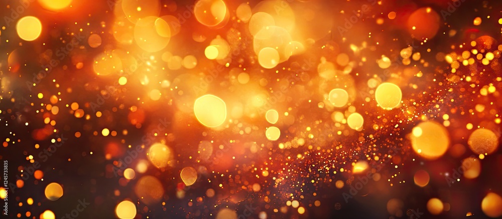 Poster fiery orange and golden sparks dance in a dark background, creating a captivating texture of shimmer