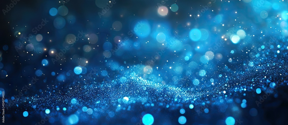 Poster stunning blue bokeh effects in a shimmering wave pattern create a magical underwater atmosphere with