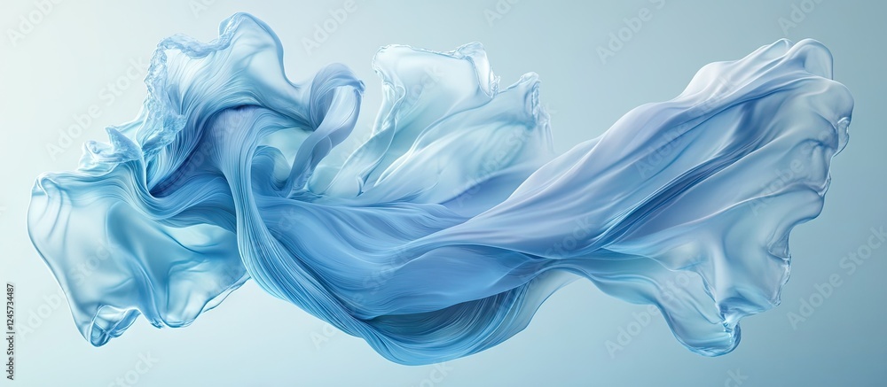 Poster flowing blue liquid textures on a soft blue backdrop create a serene atmosphere with harmonious laye