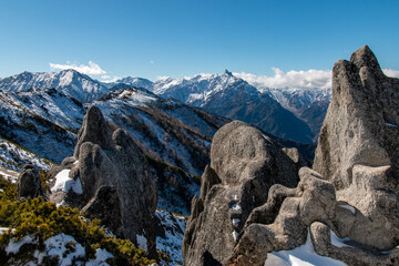 冬の北アルプス燕岳にて イルカ岩