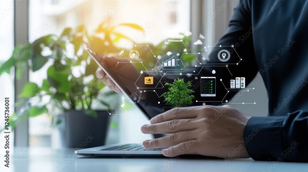 Aufkleber executive using voice commands for business solutions