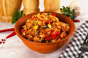 Mexican spicy rice with vegetables