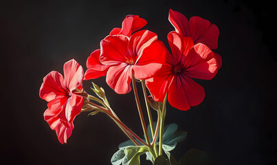 Scarlet Geranium with Ultra-Realistic Bright Sunlight for a Stunning and Vibrant Floral Display