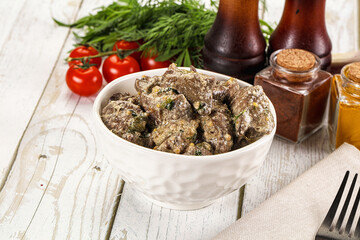 Roasted chicken liver with cream