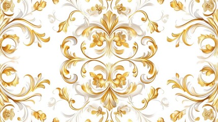Elegant Floral Pattern in Gold and White for Design and Decor