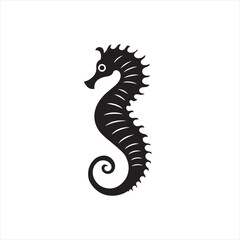 Obraz premium Simple Professional Seahorse Icon with Clean Black Lines