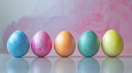 Obraz premium Vibrant colored Easter eggs for festive holiday season