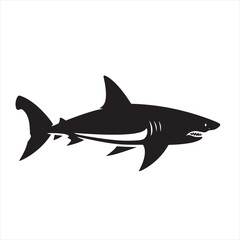 Fototapeta premium Solid Black Shark Silhouette for Modern Brand Identity