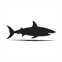 Fototapeta premium Solid Black Shark Silhouette for Modern Brand Identity