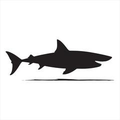 Fototapeta premium Minimalist Black Silhouette Shark Vector for Branding