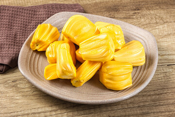 Raw ripe yellow jackfruit segment