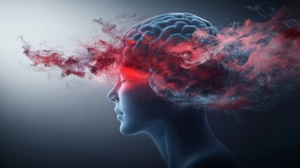 Abstract Art of Human Brain with Intense Areas
