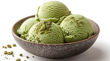 Delicious Matcha Green Tea Ice Cream Scoops in Bowl