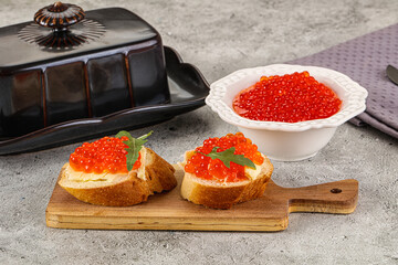 Luxury toast with red caviar