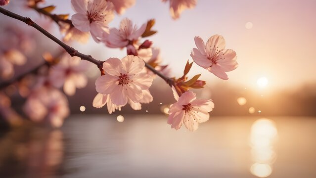 Cherry blossoms with romantic relax views  - Powered by Adobe