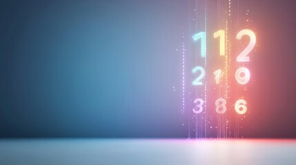 Abstract Floating Numbers on Scoreboard Background