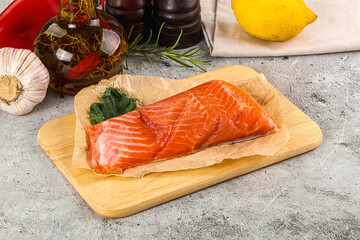 Piece of cut salmon fillet