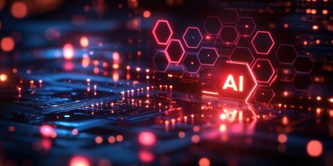 Futuristic Digital Background Featuring Artificial Intelligence Concepts with Light Effects in a Technological Matrix Design