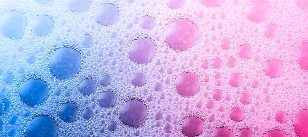 Poster abstract image of pastel pink and blue bubbles in foam, creating a gradient effect.