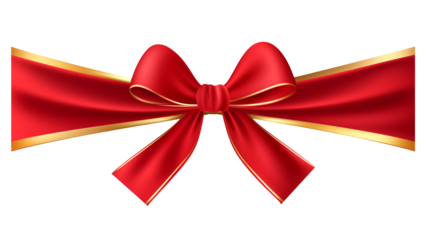 Elegant Red Ribbon Bow with Gold Trim for Gift Wrapping and Decorative Purposes