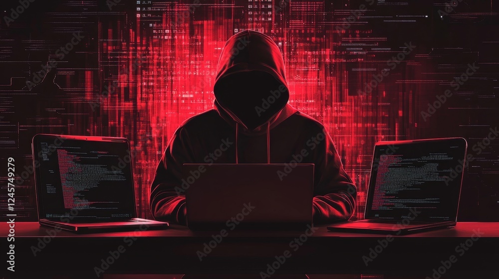 Poster anonymous hacker in the digital world