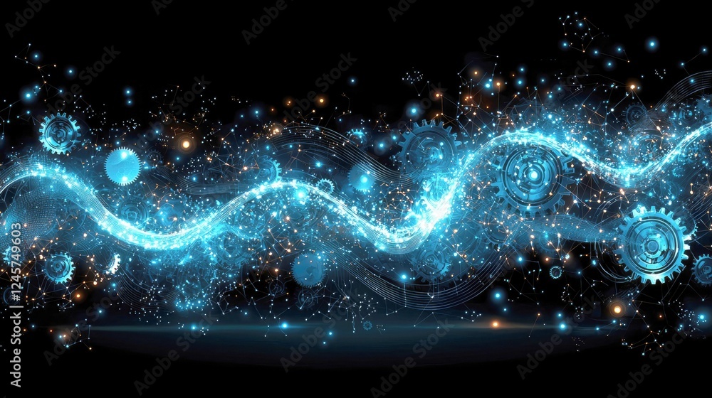 Poster abstract digital network: futuristic technology and connection concept. cyber space, innovation, and