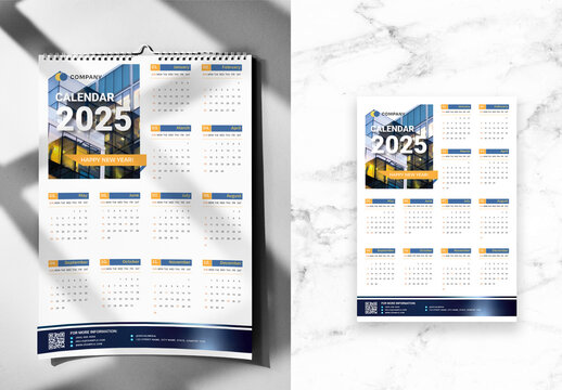 Blue And Orange Wall Calendar