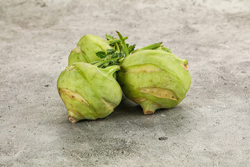 Raw fresh organic kohlrabi cabbage