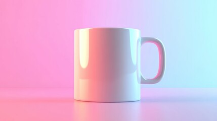 Minimalist white mug with colorful background.