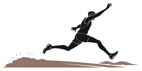 Long Jump Athlete Silhouette Vector Illustration: Track and Field Sport, Jumping, Competition, Graphic Design Element