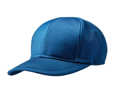blue baseball cap mockup floating in the air isolated on white background