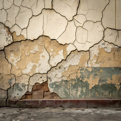Fototapeta premium Cracked plaster or peeling paint on old