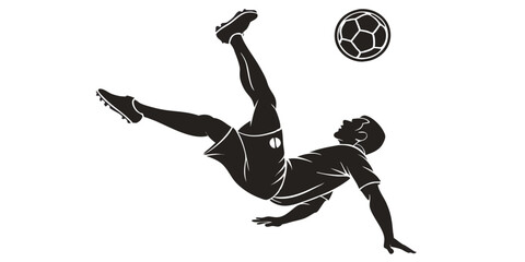 Soccer Player Bicycle Kick Silhouette Vector Illustration - Sports Graphic Design for Football Fans and Athletes