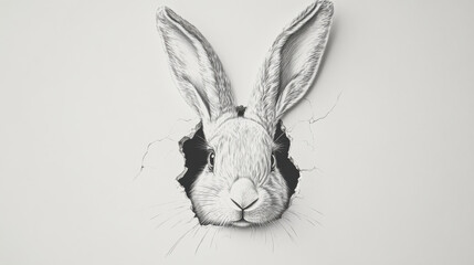 Easter bunny ears outline drawn in hole for spring celebration
