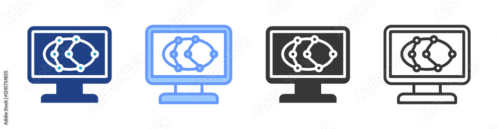 Poster System Simulation icon set multiple style collection