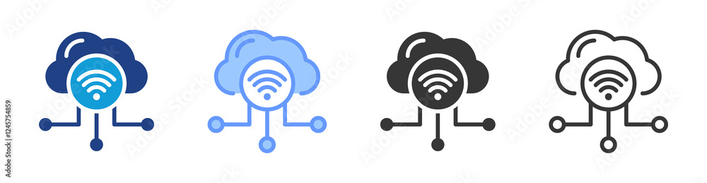 Poster Iot Integration icon set multiple style collection