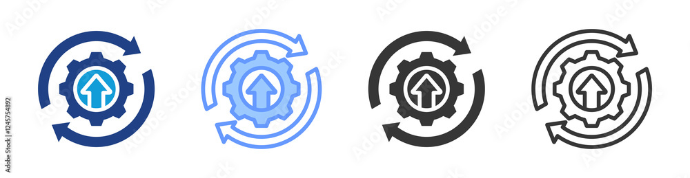 Aufkleber Process Optimization icon set multiple style collection