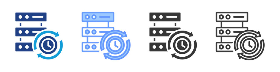 Real Time Data icon set multiple style collection