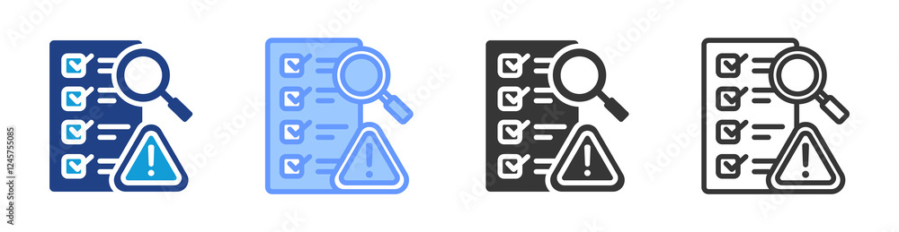 Poster risk assessment icon set multiple style collection