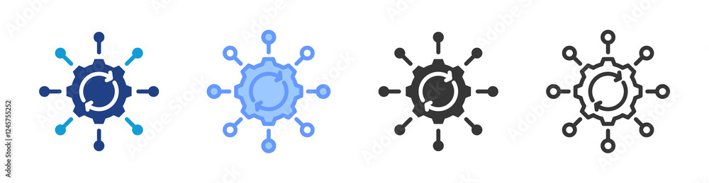 Poster Process Automation icon set multiple style collection